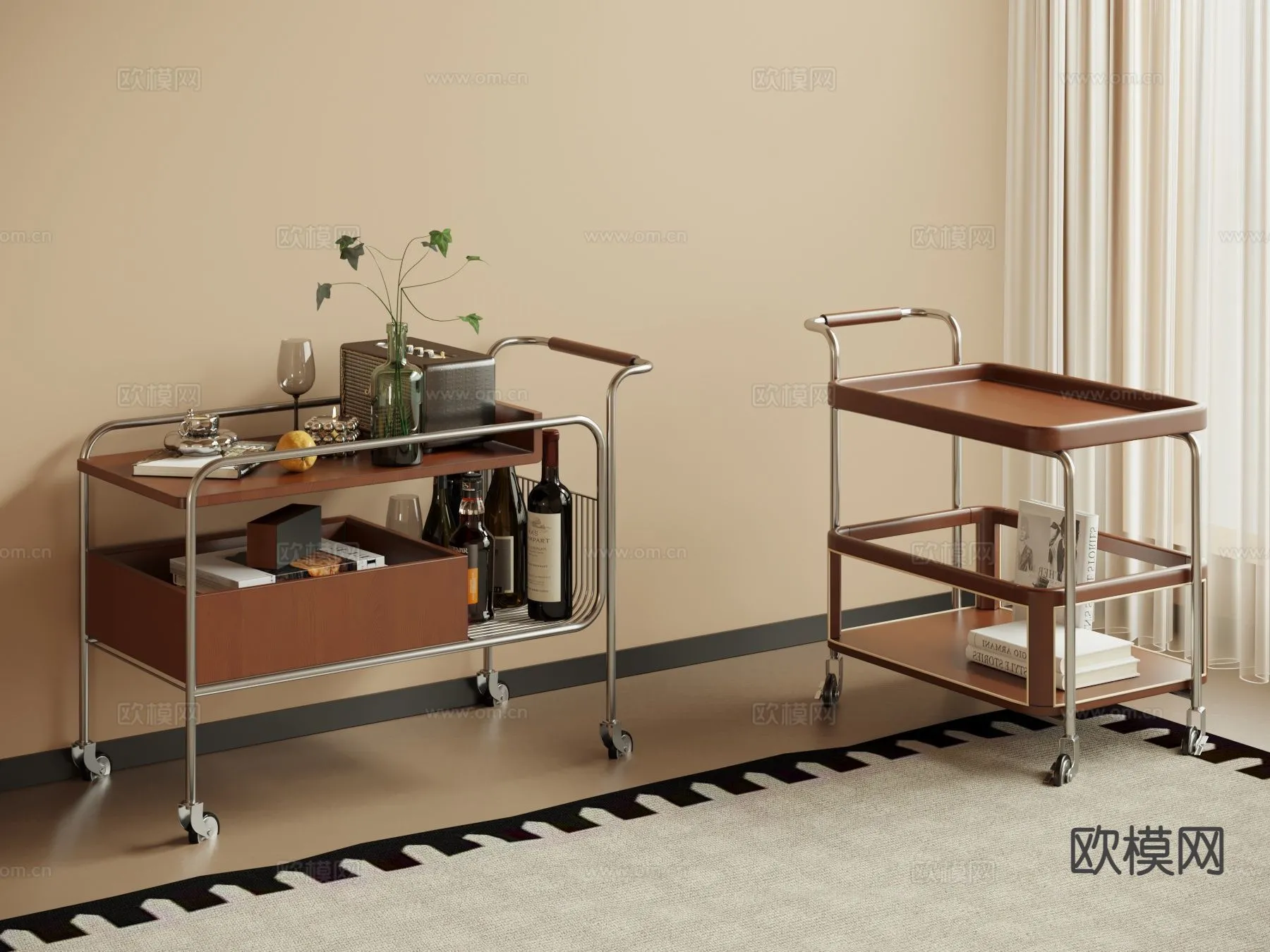 FURNITURE - SOFA TABLE - 3D Model For Interior Design - 302