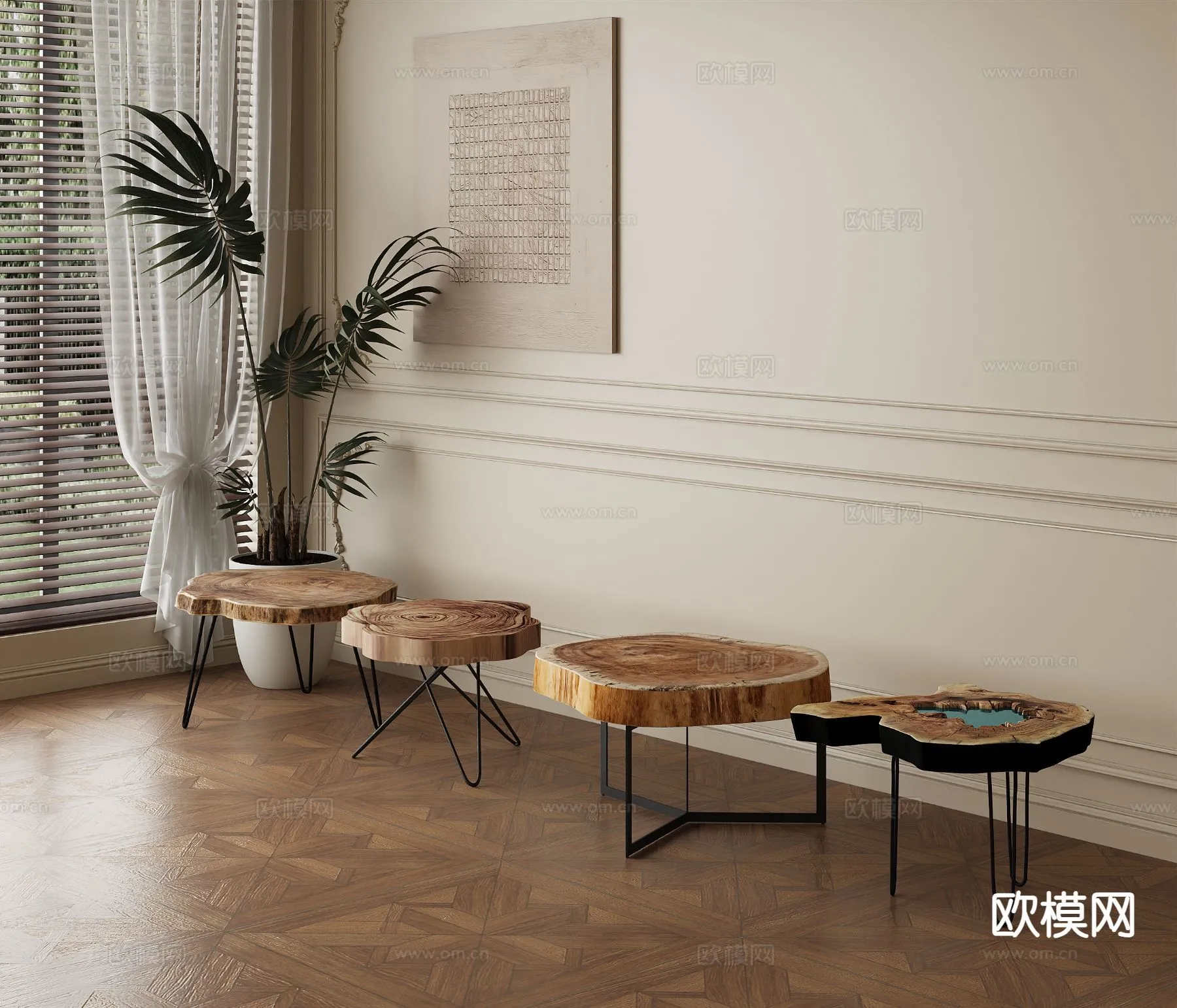 FURNITURE - SOFA TABLE - 3D Model For Interior Design - 304