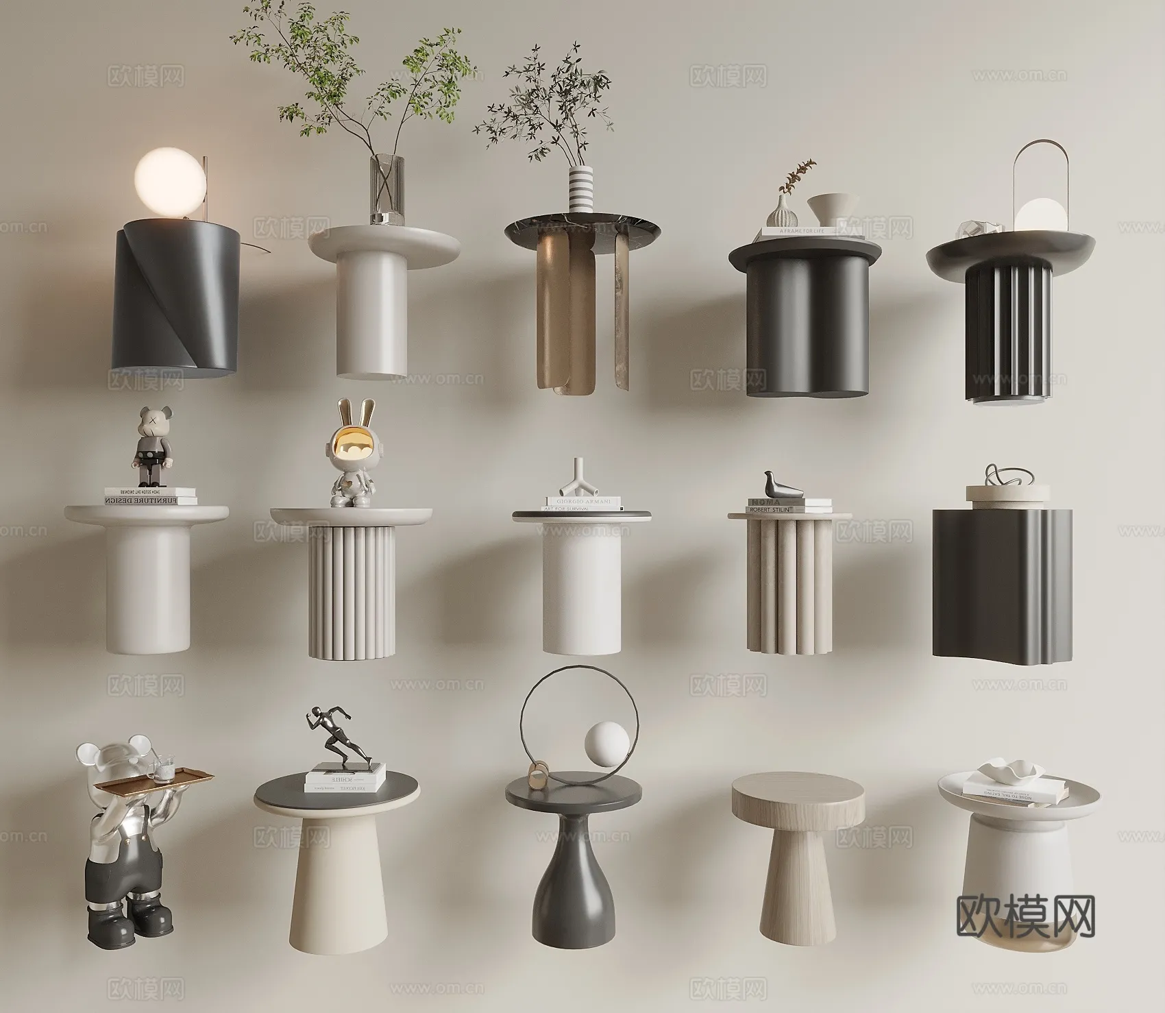 FURNITURE - SOFA TABLE - 3D Model For Interior Design - 338