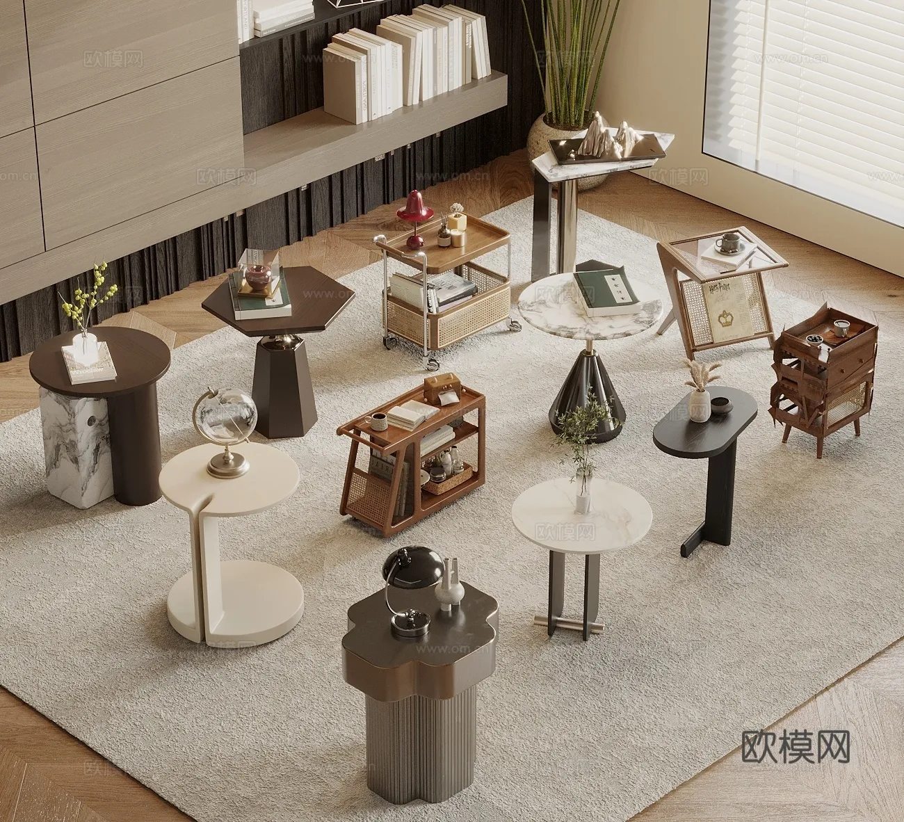 FURNITURE - SOFA TABLE - 3D Model For Interior Design - 351