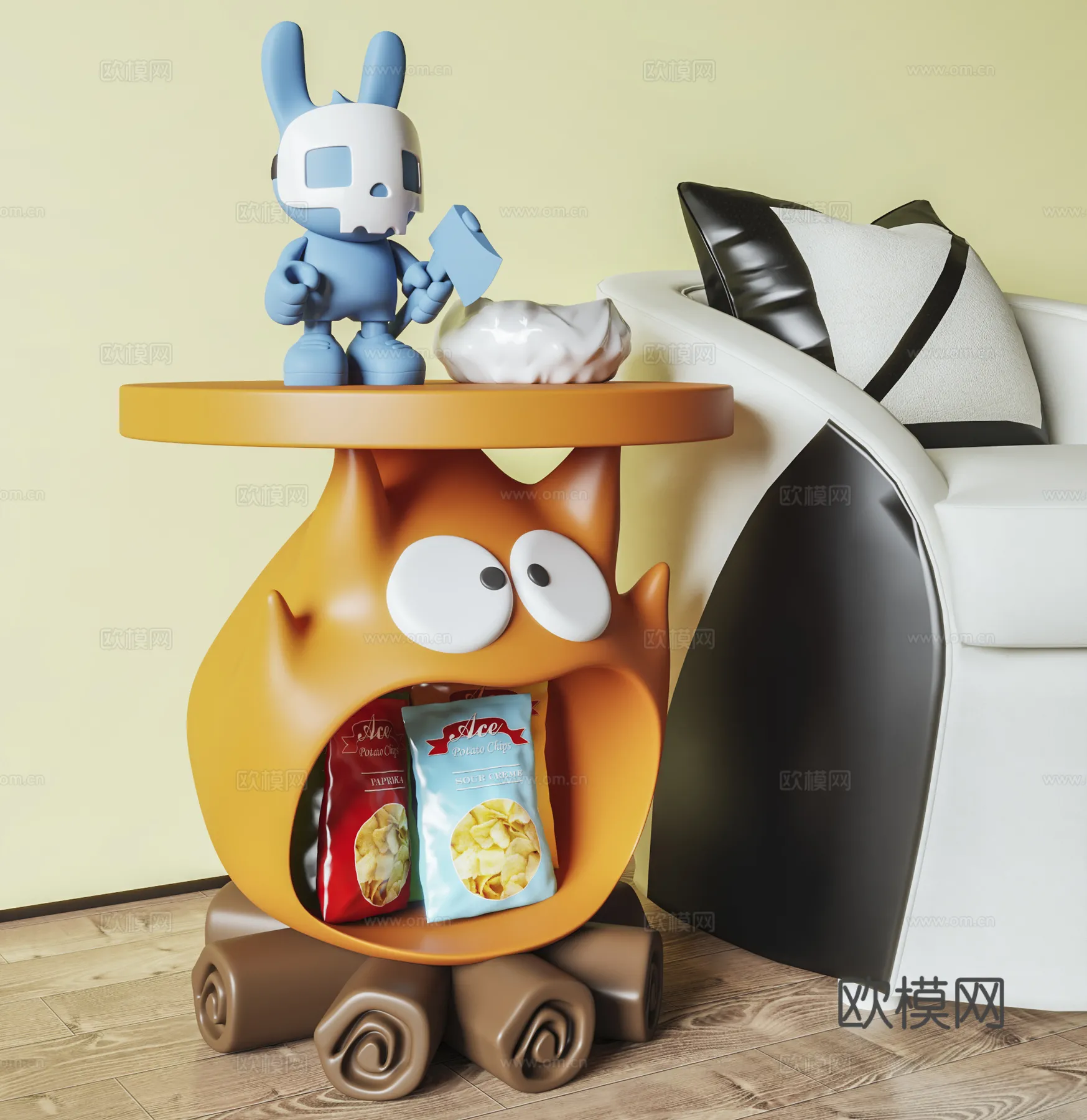 FURNITURE - SOFA TABLE - 3D Model For Interior Design - 368