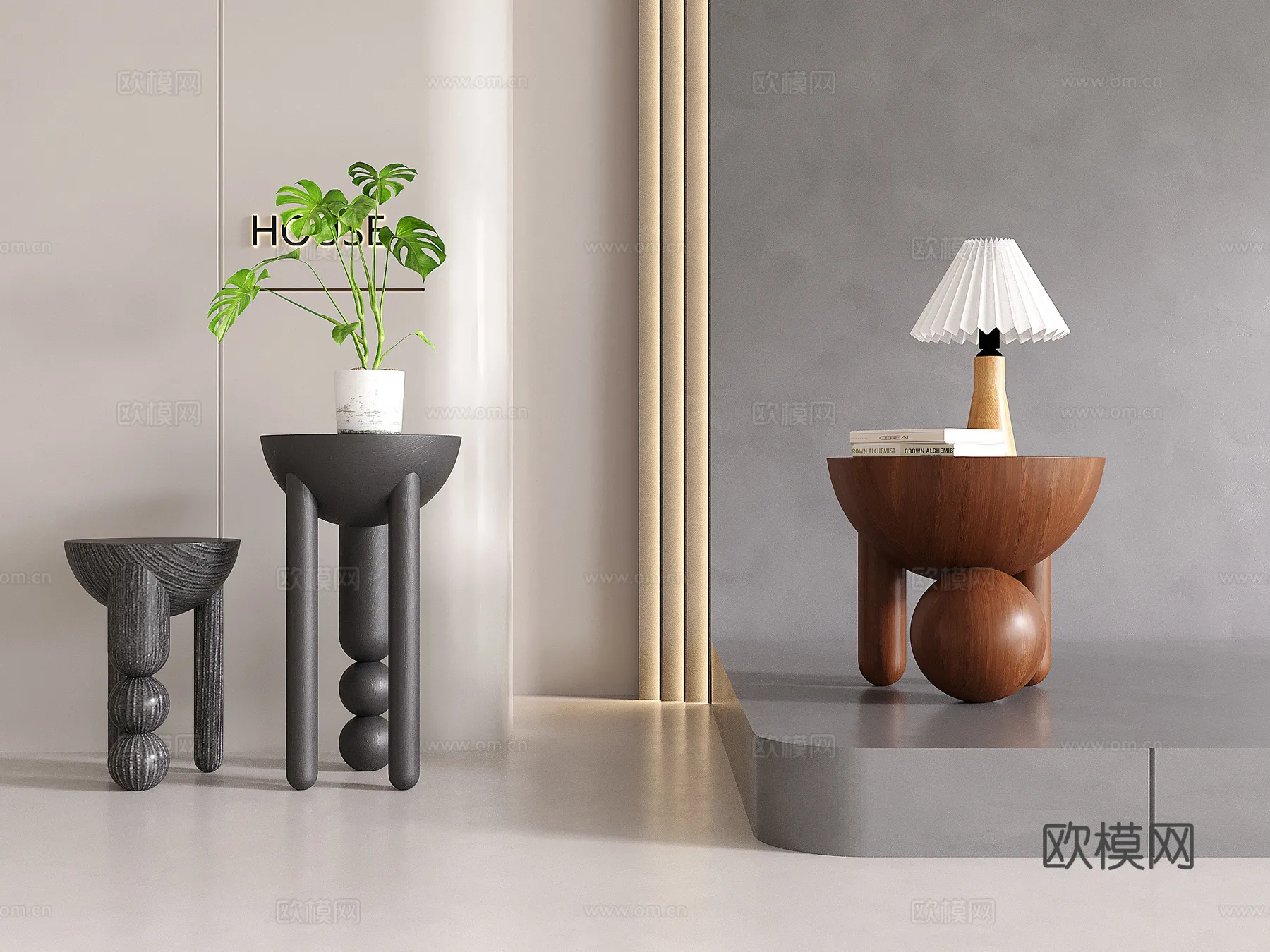 FURNITURE - SOFA TABLE - 3D Model For Interior Design - 383