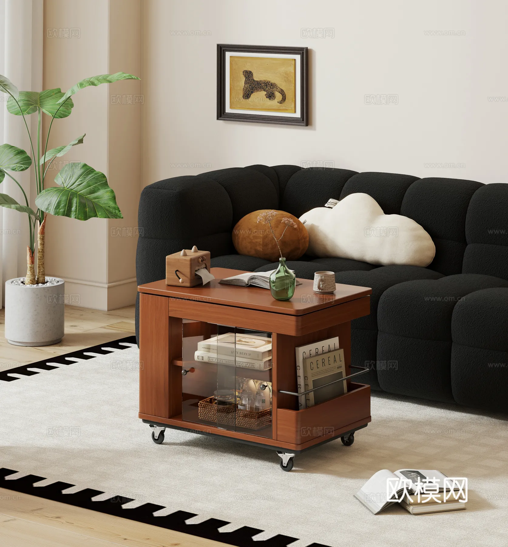 FURNITURE - SOFA TABLE - 3D Model For Interior Design - 411