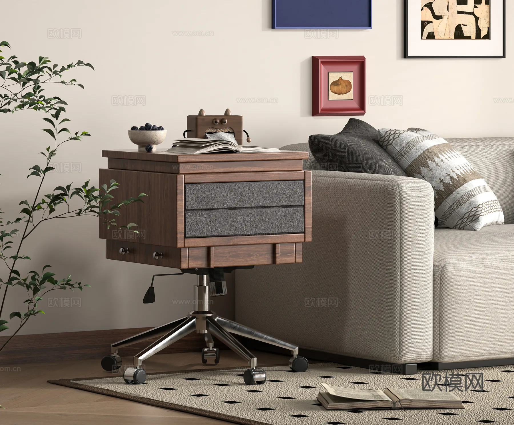 FURNITURE - SOFA TABLE - 3D Model For Interior Design - 416