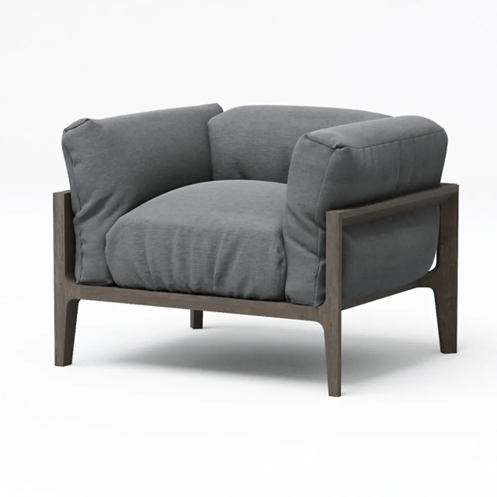 furniture - Soft armchair with a wooden frame 3D Model