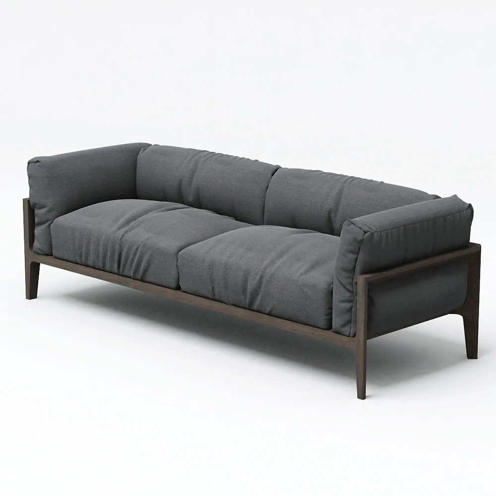 furniture - Soft two-seater sofa with a wooden frame 3D Model