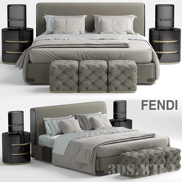 furniture - Soho bed by Fendi Casa 3D Model