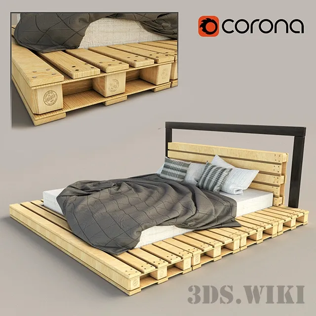 furniture - Solid wood bed 3D Model