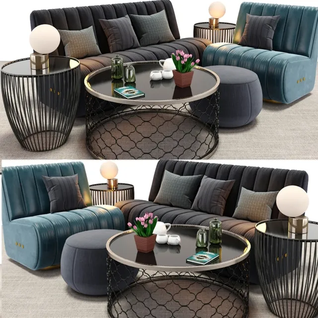 furniture - Sophia sofa and armchair set 3D Model