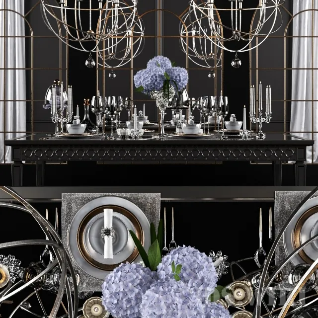 furniture - Sophie Mirrored Dining Table 3D Model