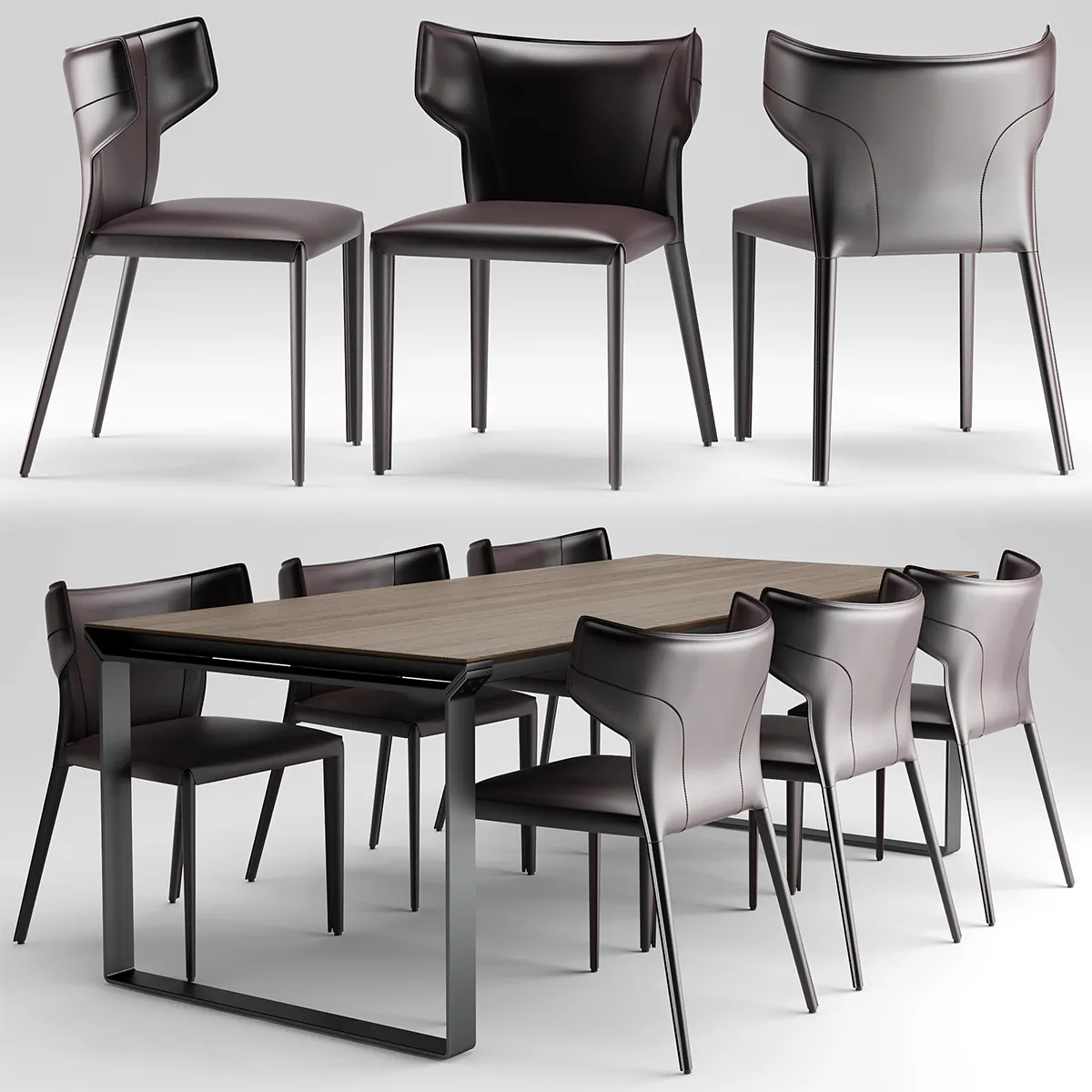 furniture - Sophie table with chairs 05 3D Model