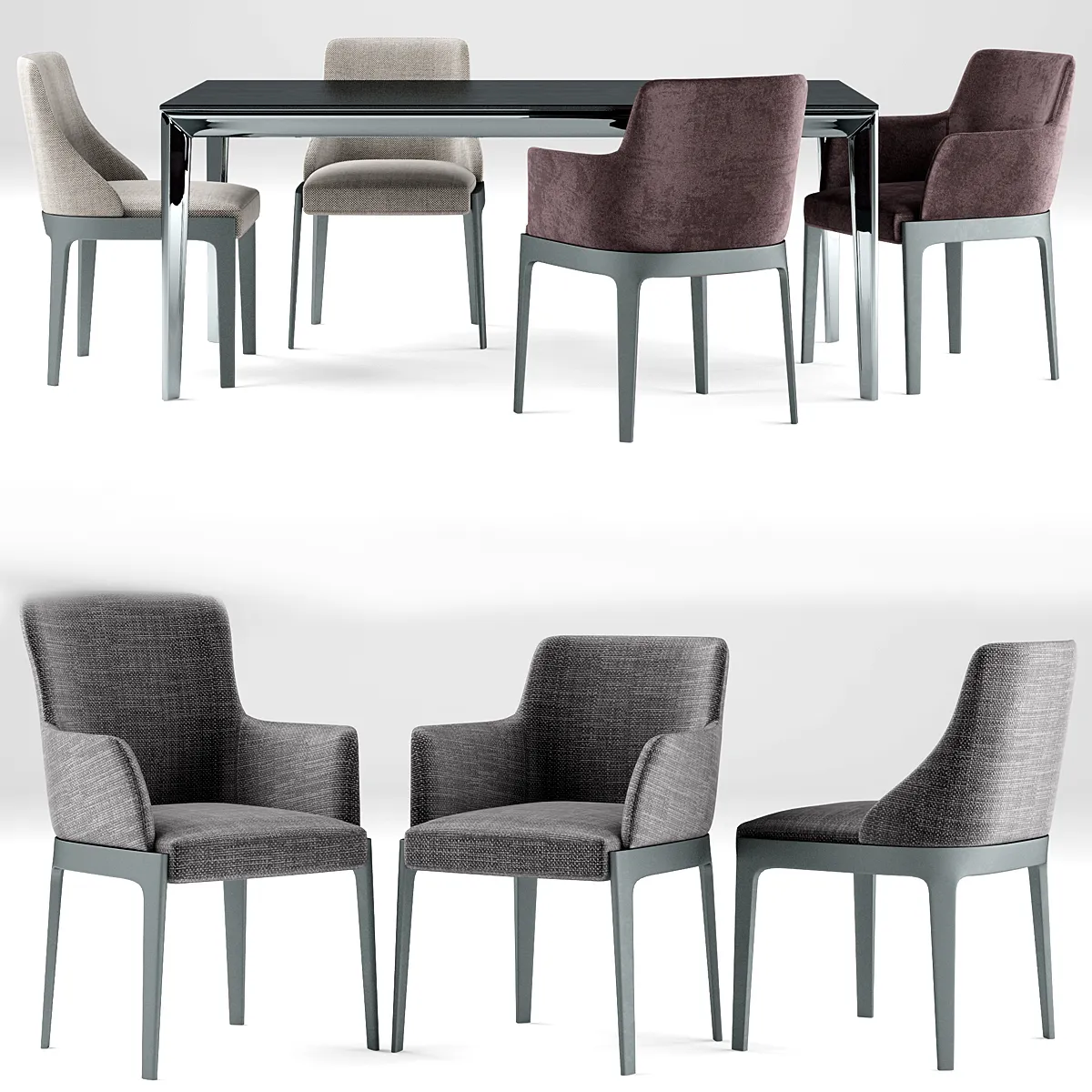 furniture - Sophie tables with chairs 3 3D Model