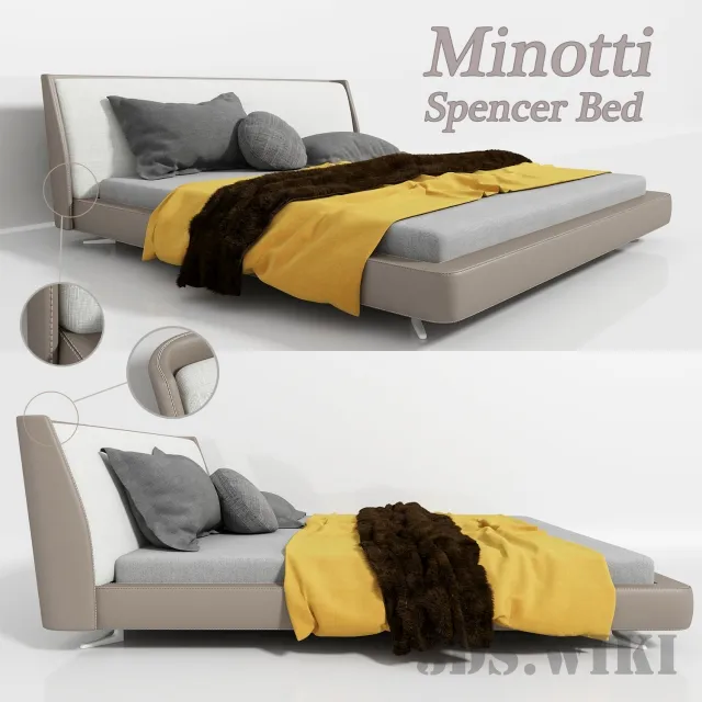 furniture - Spencer bed "Minotti" factory 3D Model