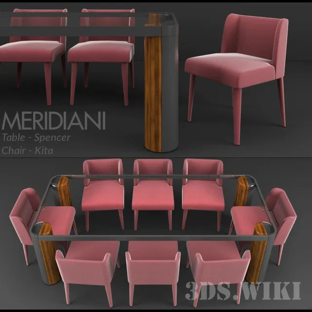 furniture - Spencer Spencer dining table and Kita chairs 3D Model