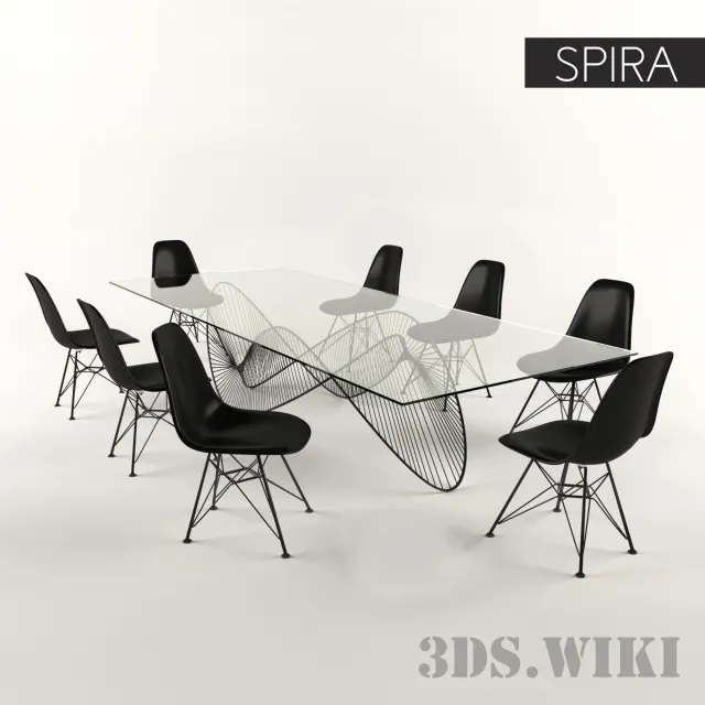 furniture - Spira table and chairs 3D Model