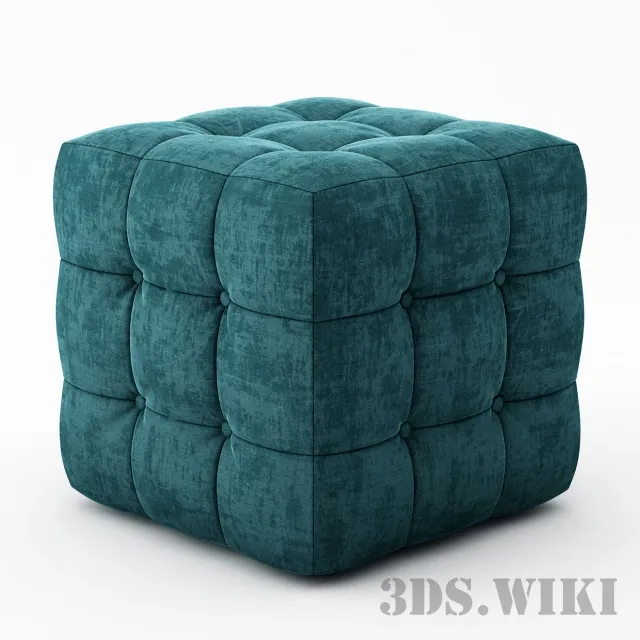 furniture - Square ottoman with buttons 3D Model