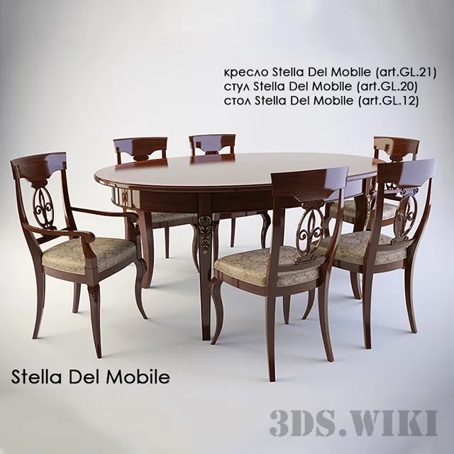 furniture - Stella Del Mobile table and chairs 3D Model