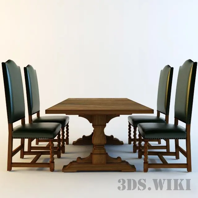 furniture - Stikley table and chairs 3D Model