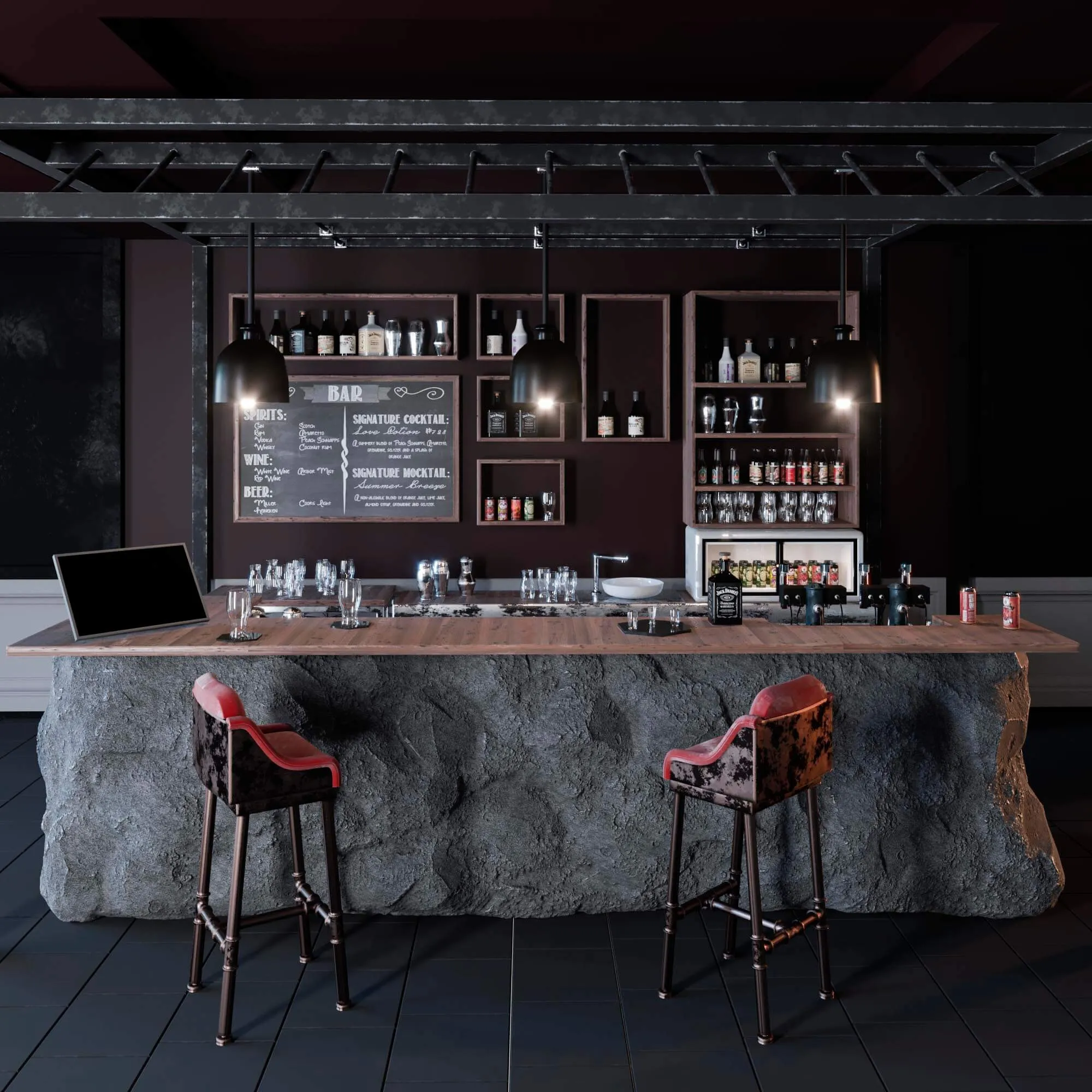 furniture - Stone bar 3D Model