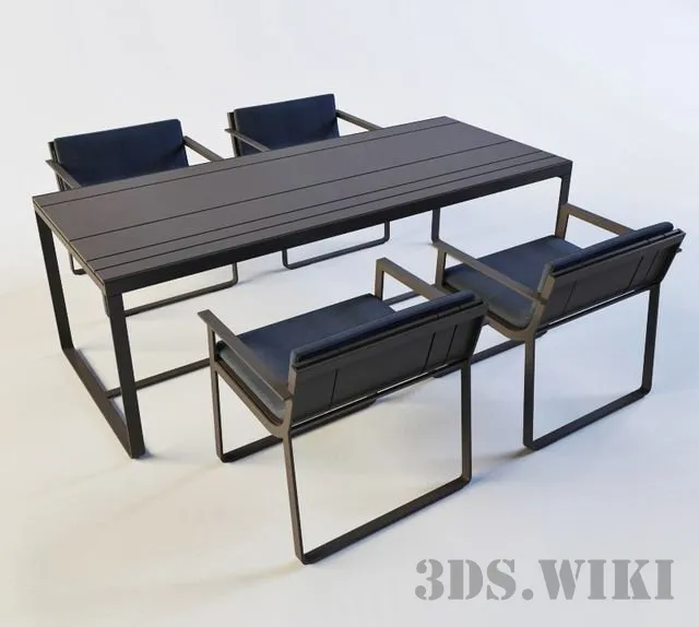 furniture - Table and chair Banco Flat 3D Model