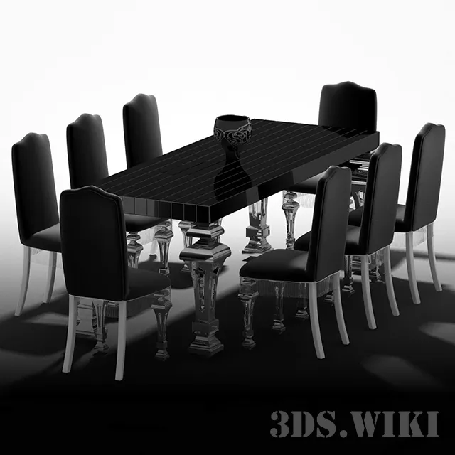 furniture - Table and Chair Cornelio Cappellinii - Tavolo 900A + Сedia Neoclassika 3D Model