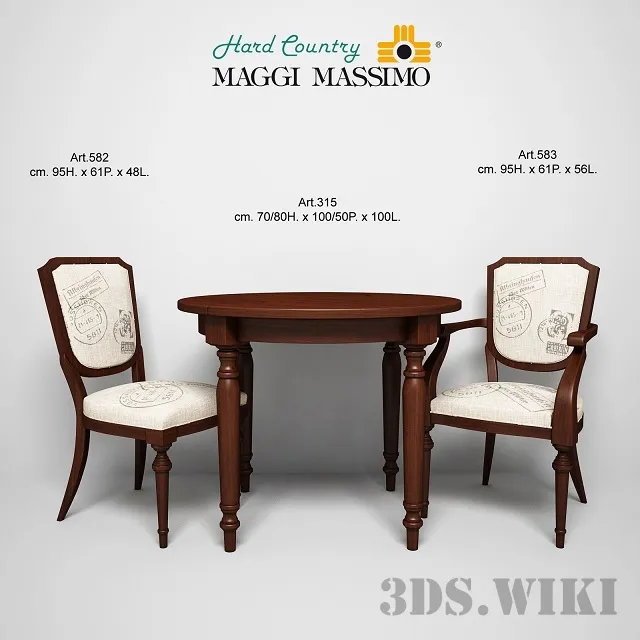 furniture - Table and Chair Maggi Massimo Art.315 and Art.383 3D Model