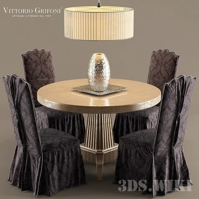 furniture - Table and Chair Vittorio Grifoni with Table Lamp 3D Model