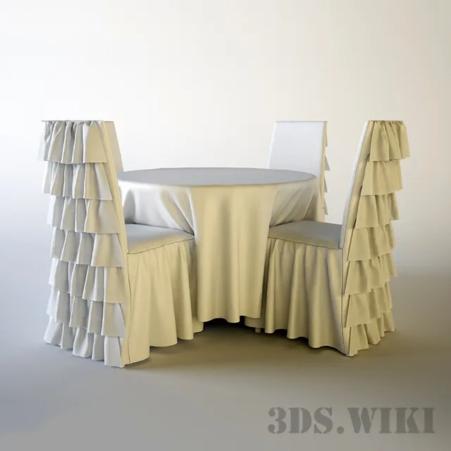 furniture - Table and chair with cover 3D Model