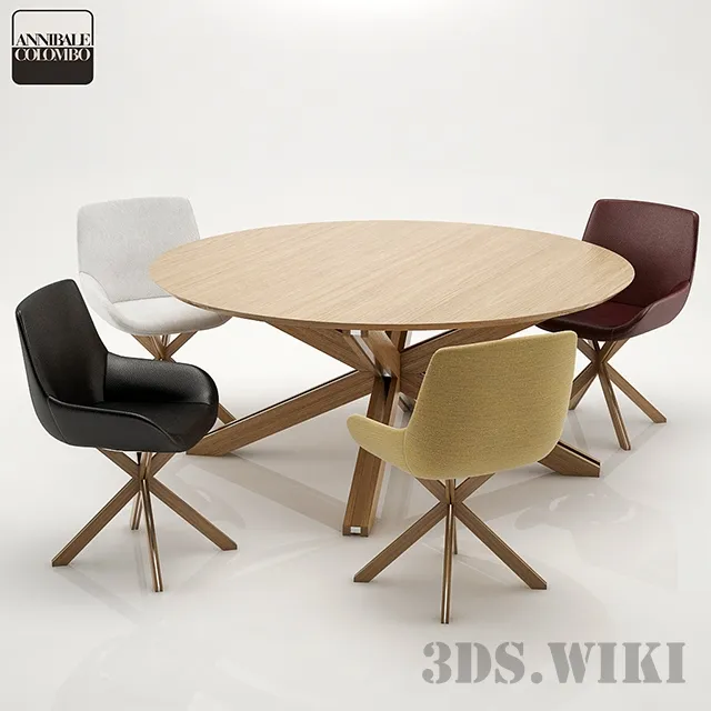 furniture - Table and Chairs Annibale Colombo Lorenzo 3D Model
