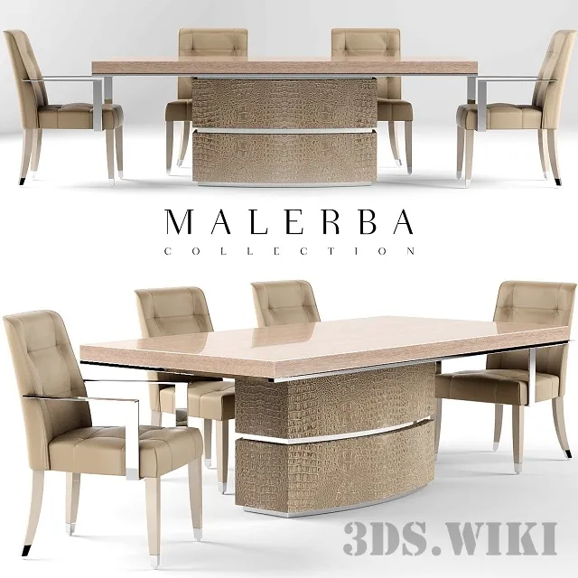 furniture - Table and Chairs Malerba 3D Model