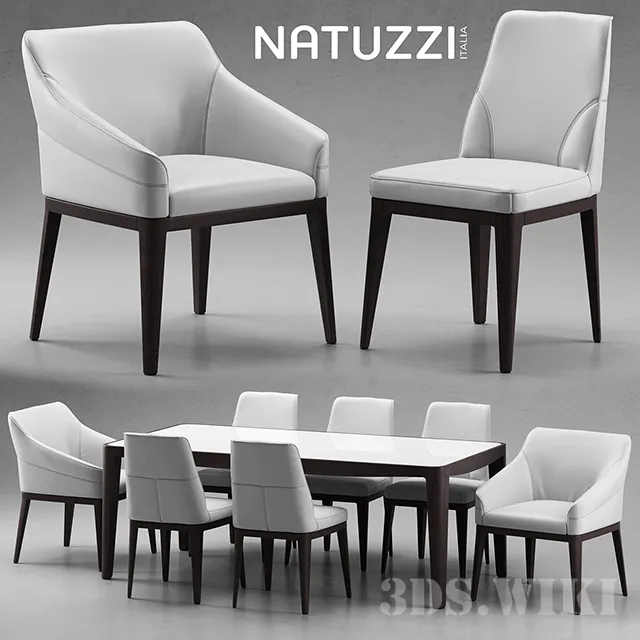 furniture - Table and chairs Natuzzi minerva Saturno Vesta 3D Model