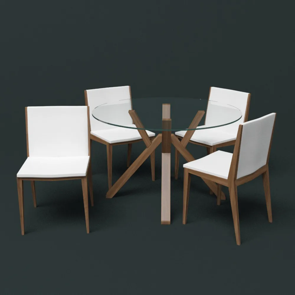furniture - Table and chairs with glass insert 3D Model