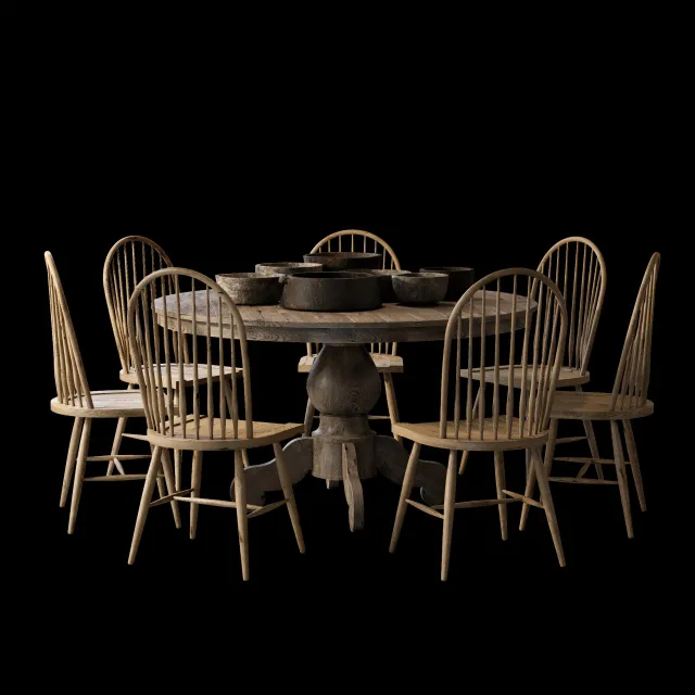 furniture - Table & chairs 009 3D Model