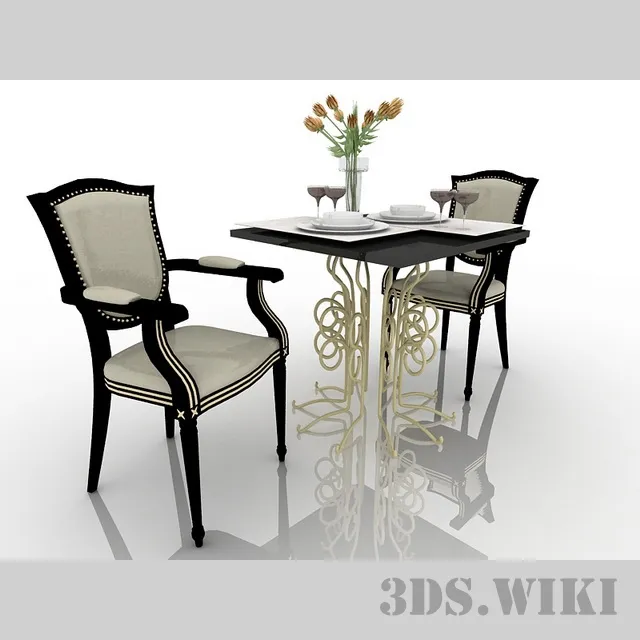 furniture - Table for two with serving 3D Model