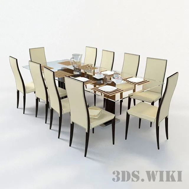 furniture - Table "Monaco" with chairs "Lady" Cattelan 3D Model