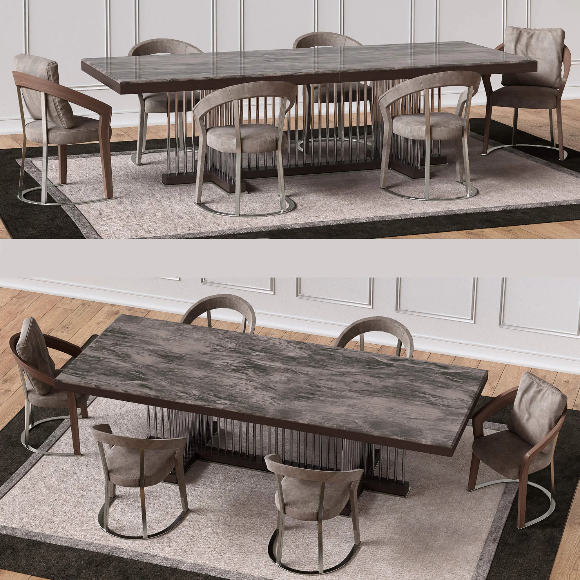 furniture - Table with chairs 008 3D Model
