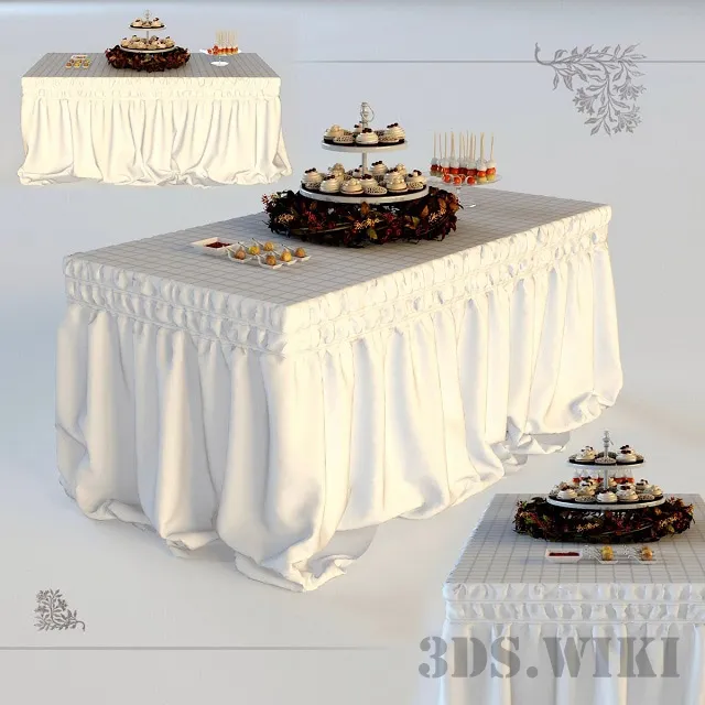 furniture - Table with tablecloth 3D Model