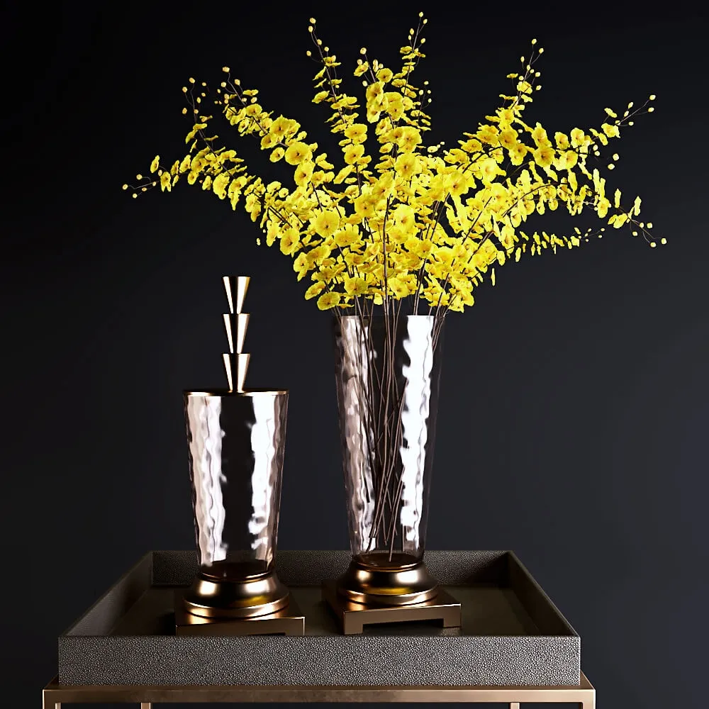 furniture - Tables Rh and yellow flowers 2 3D Model