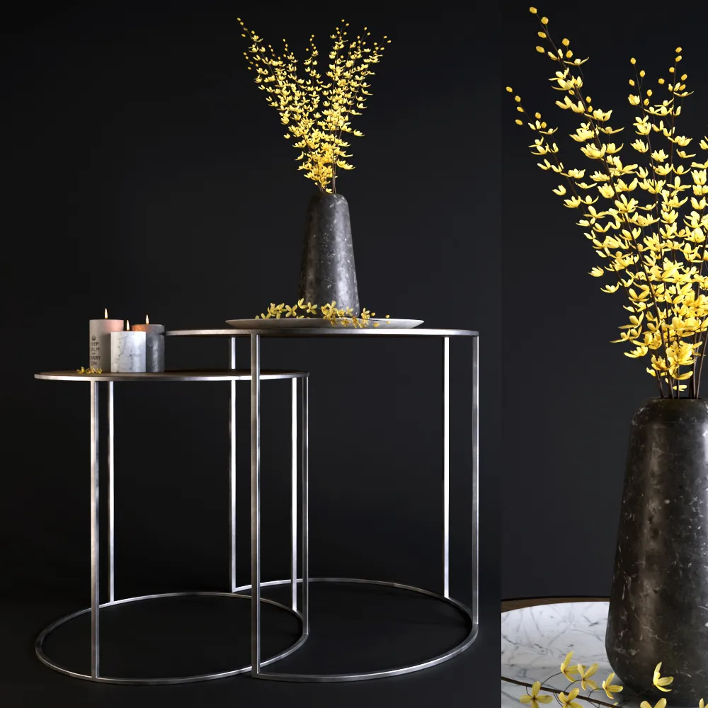 furniture - Tables with yellow flowers 16 3D Model