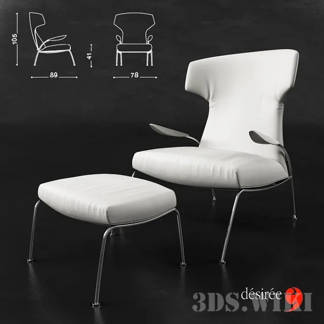 furniture - Tify armchair and side stool De Siree factory 3D Model