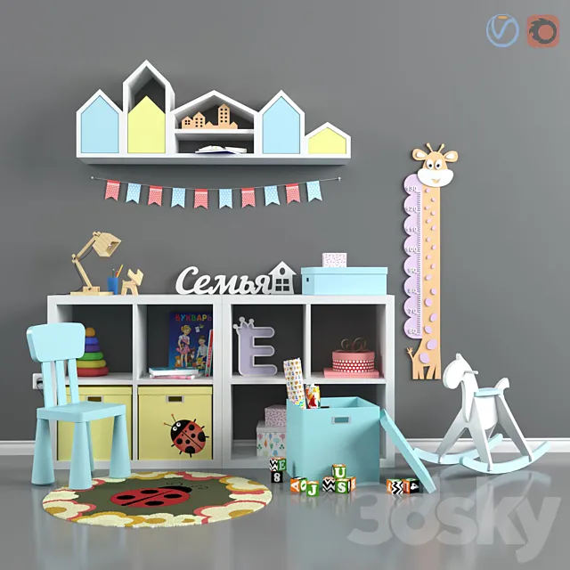 Furniture toys and decor for a children's room 3D Model
