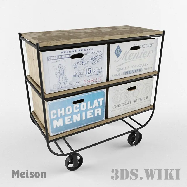 furniture - Tray with wheels Mason 3D Model