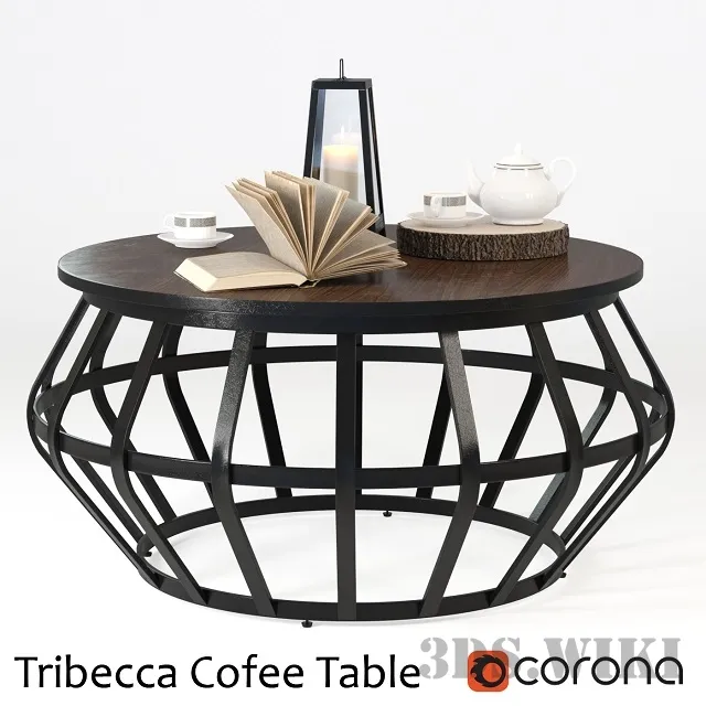 furniture - Tribeca coffee table with decors 3D Model