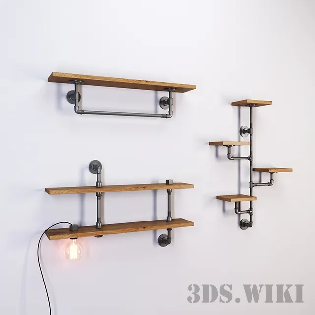 furniture - Tube shelves with lamp 3D Model