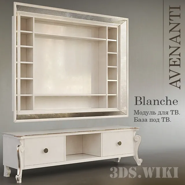 furniture - TV stand and Blanche wall from AVENANTI factory 3D Model