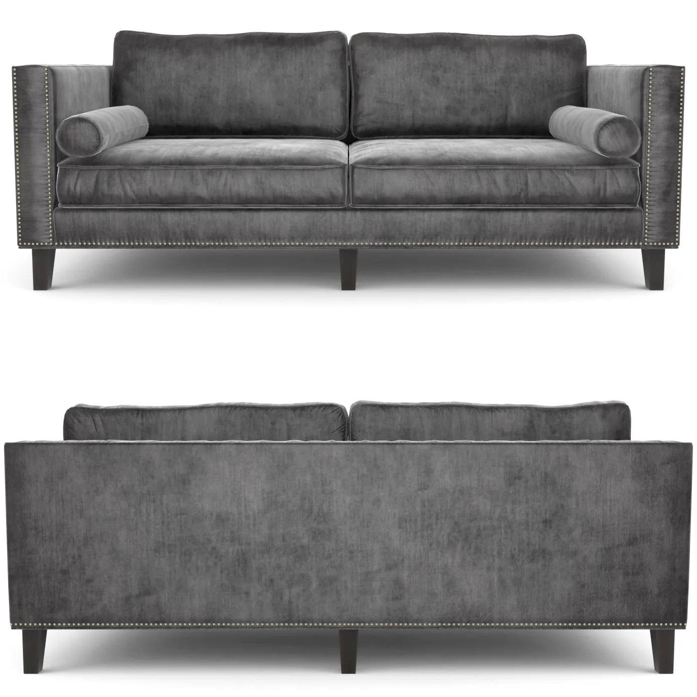 furniture - Velvet grey sofa 006 3D Model