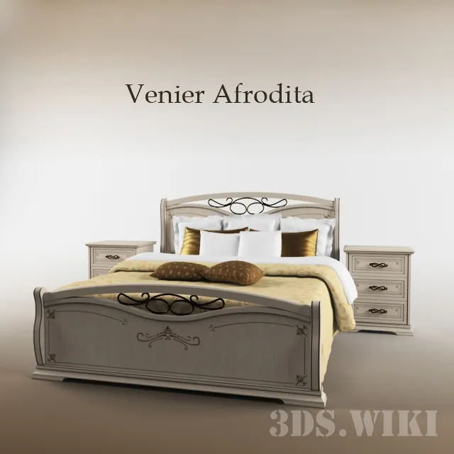 furniture - Venier Afrodita bed and bedside table 3D Model