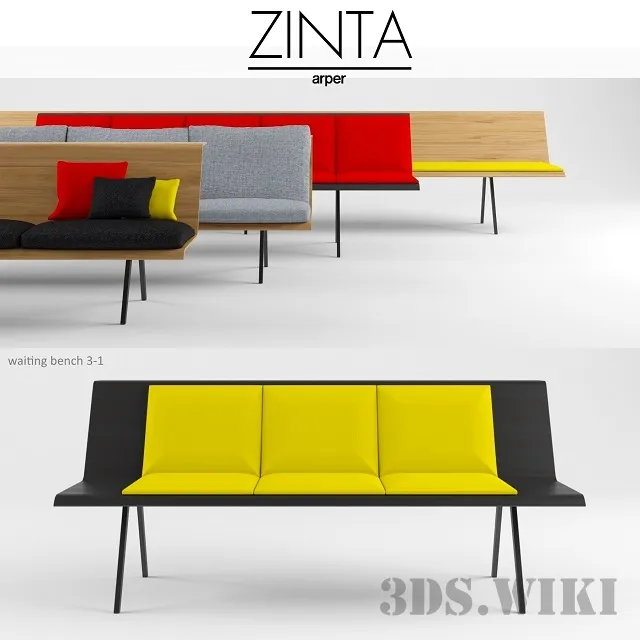 furniture - Waiting Room Sofas - Zinta 3D Model