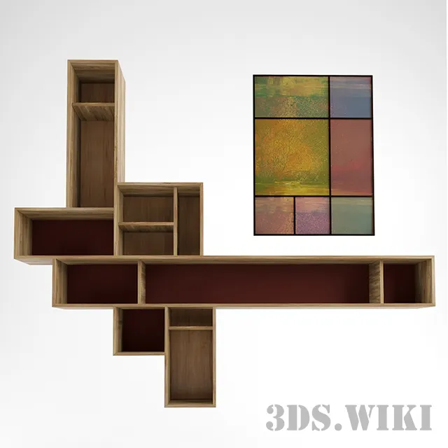 furniture - Wall shelves and paintings 3D Model