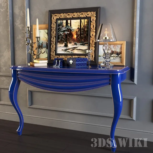 furniture - Wall table with decorative fence 3D Model